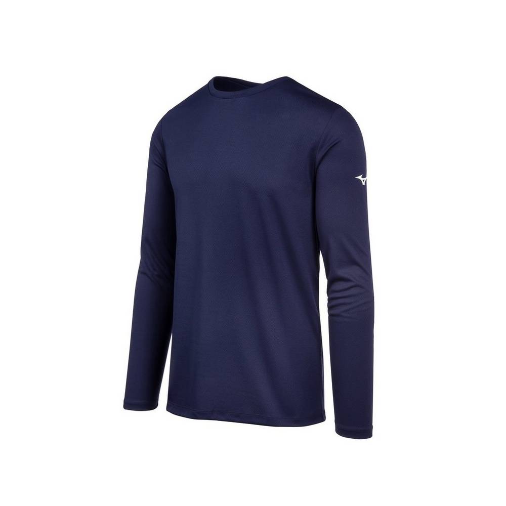 Camisetas Mizuno Long Sleeve Hombre Azul Marino Comprar WCFE-46195